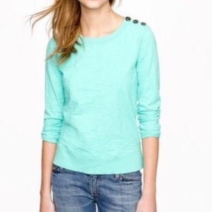 J.Crew Turquoise Cotton Sweatshirt with Buttons